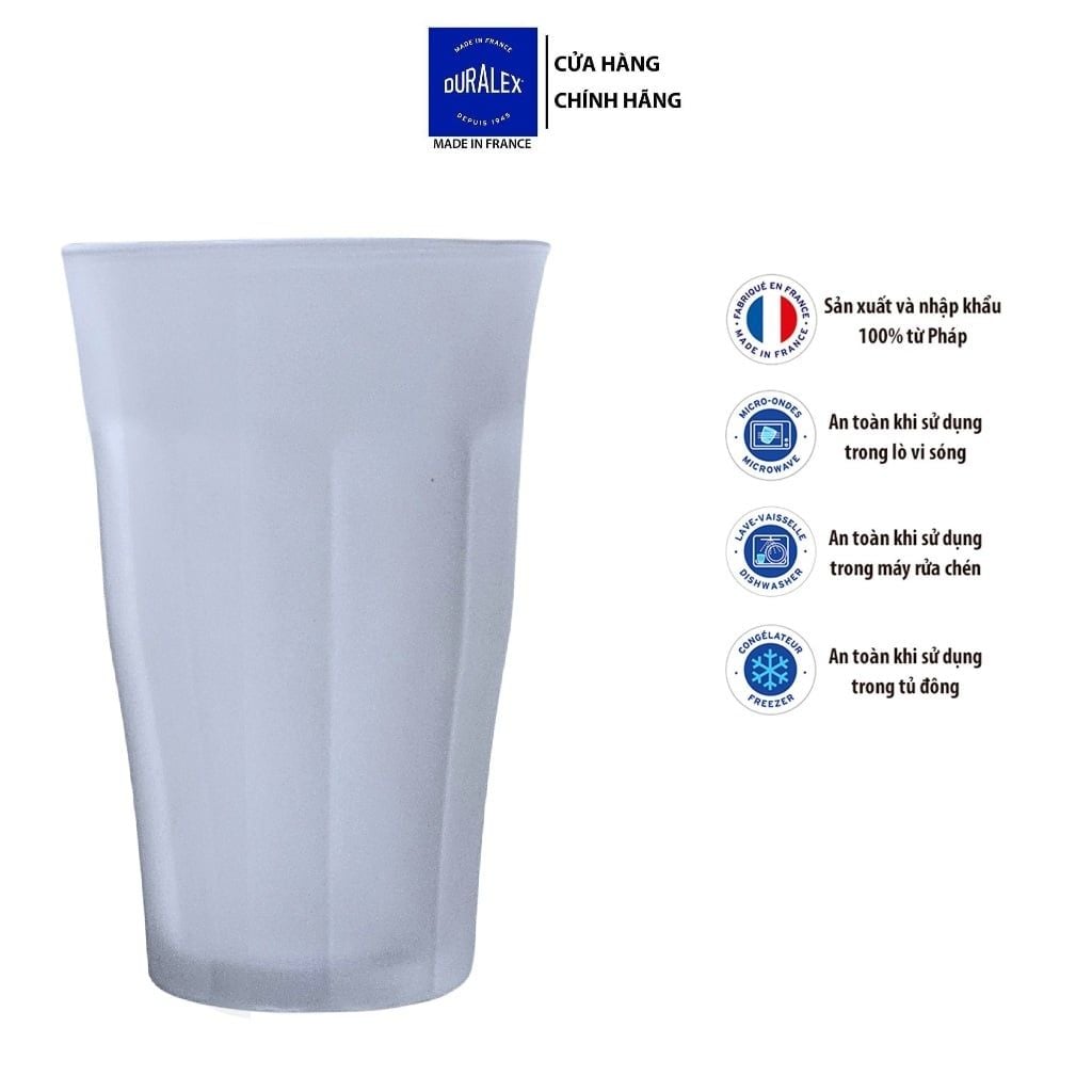Bộ 2 ly D1030AS Duralex - Picardie trắng sương 500ml Thủy tinh cường lực cao cấp Pháp [Chính Hãng]