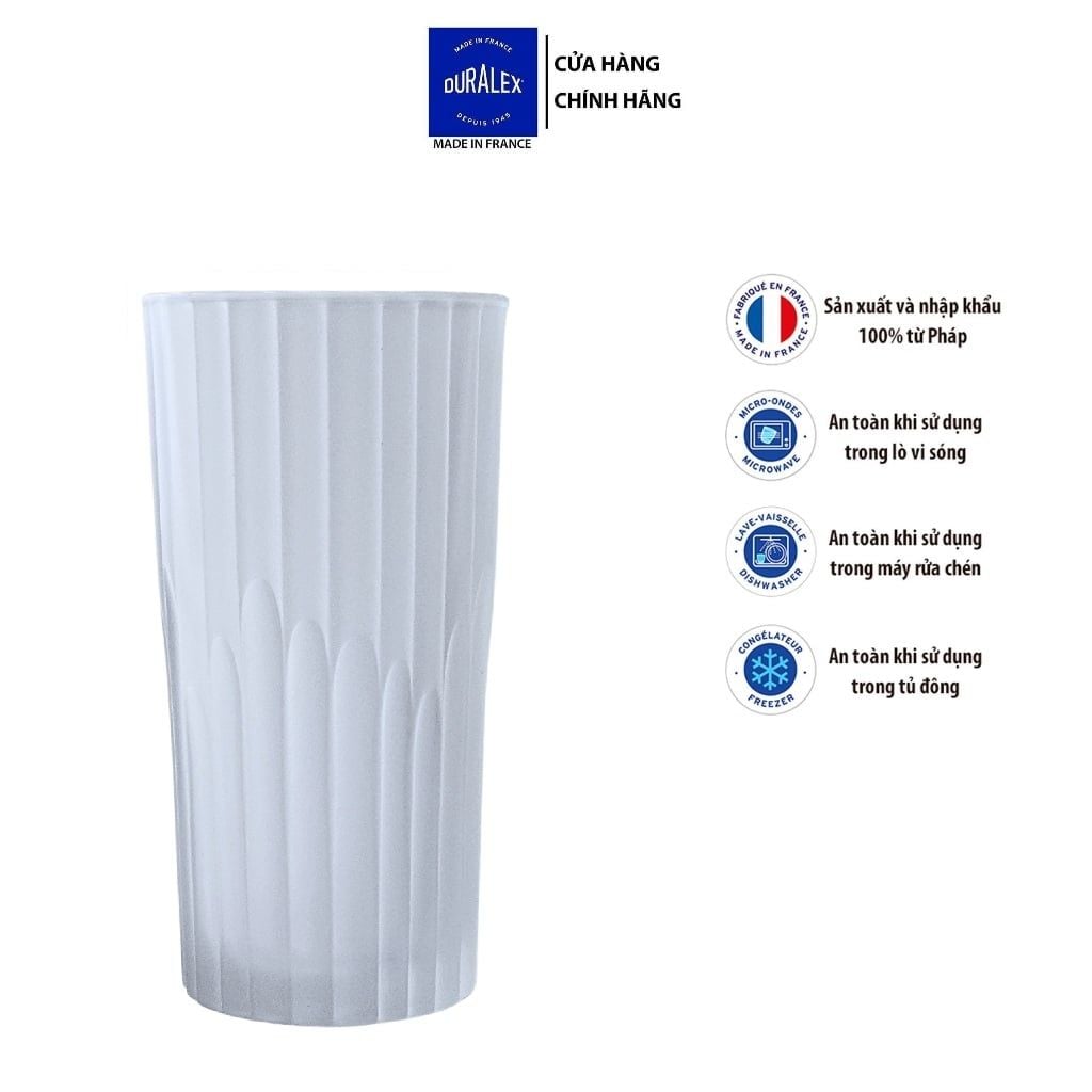 Bộ 2 ly cao D1058AS Duralex - Manhattan trắng sương 305ml Thủy tinh cường lực cao cấp Pháp [Chính Hãng]