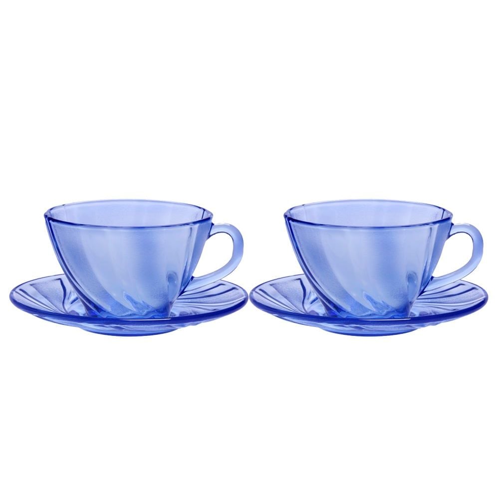 Bộ 2 Tách - Dĩa Beau Rivage xanh Marine 180ml